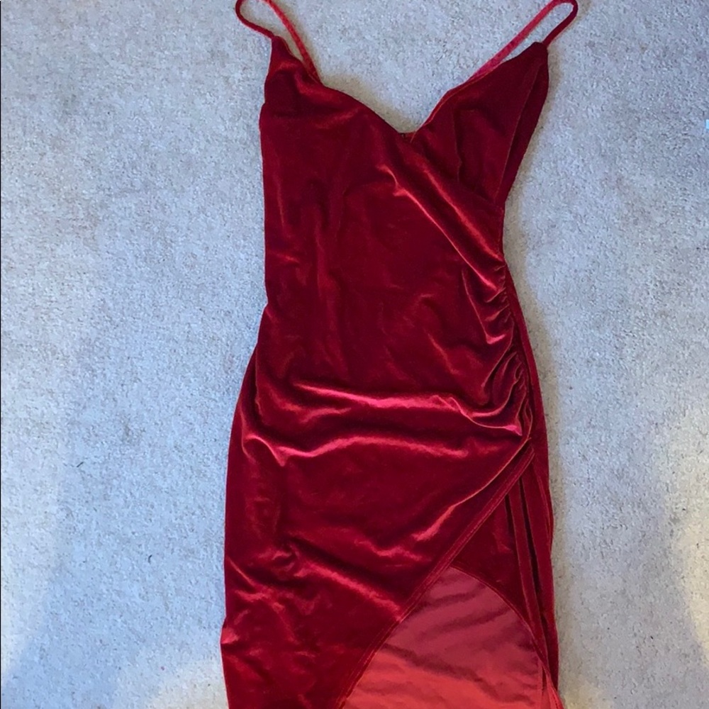 Boohoo Suede Red Dress
